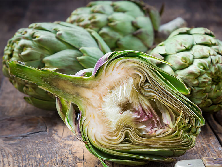 Close up photo of artichokes