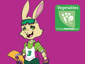Illustration of Pepper the rabbit and vegetables icon