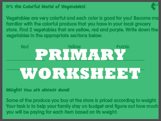 Graphic which reads "primary worksheet"