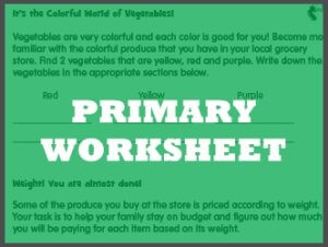 Graphic reads primary worksheet